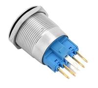 FTVOGUE Interruptor de Botón de 22 Mm, Cabeza de Anillo Plano de Acero Inoxidable con Luz, Diseño Autoblocante para Proyectos de Bricolaje y Aplicaciones Eléctricas (GREEN)