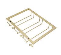 FTVOGUE Iron Art Soporte para Copas de Vino Al Revés, Estante para Copas Debajo del Gabinete, 30 X 22 X 6 Cm, Almacenamiento que Ahorra Espacio, Fácil Instalación, para Cocina, Bar, Restaurante (GOLD)