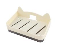FTVOGUE Jabonera Montada en la Pared, Diseño de Gato, Soporte de Plástico para una Fácil Instalación en el Baño, Tamaño 2,2 X 3,3 X 5, Pulgadas (Beige)