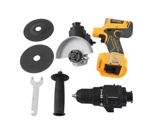 FTVOGUE Juego Combinado de Herramientas Eléctricas Inalámbricas de 20 V, Taladro Eléctrico con Motor sin Escobillas y Amoladora Angular, Rápido de Cabezal de Herramienta para Uso Doméstico y (Sin
