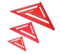 FTVOGUE Juego de 3 Escuadras de Viga de Aluminio, Regla Triangular, Escala de Doble Cara con Marcas Grabadas en Rojo Escarcha para Diseño de ángulo de Marco de Techo