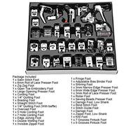 FTVOGUE- Juego de 32 prensatelas pasacintas para prensatelas Universal para máquinas de Coser Singer y Otras máquinas de Coser domésticas.