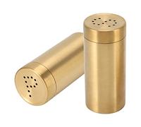 FTVOGUE Juego de Botellas de Condimento, Tarros Agitadores Dorados de Acero Inoxidable, 2 Piezas con Tapa Abierta con Rosca, 1,5 X 3,5 Pulgadas, para Almacenamiento de Sal, Azúcar, Pimentón en la