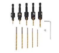 FTVOGUE Juego de Brocas Avellanadoras con Vástago Hexagonal de 1/4 de Pulgada con Profundidad Ajustable, Chaflán de 82 Grados para Carpintería, Taladro Manual, Taladro Eléctrico,