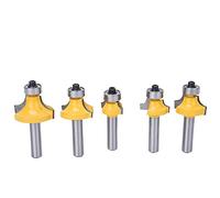 FTVOGUE Juego de brocas de enrutador de puerta de gabinete de 5 uds, vástago de 8mm, brocas de enrutador redondas para carpintería, herramienta de fresado de esquina redonda, milling cutter