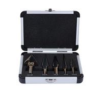 FTVOGUE Juego de brocas de titanio escalonadas 5 piezas de cobalto grande Cono de taladro cónico Conjunto de brocas conjunto de herramientas eléctricas + estuche