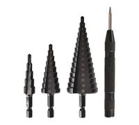 FTVOGUE Juego de Brocas Escalonadas Brocas de Vástago Hexagonal Recubiertas de Nitruro HSS 3 Tamaños 4 32 Mm con Punzón Central Autodesbarbador para Usuarios de Hierro Fino Acero Madera Aluminio PVC