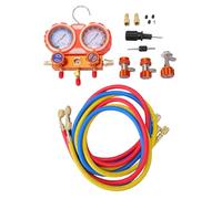 FTVOGUE Juego de Manómetros de AC con Mangueras de 1.5 M, Conectores de 1/4 Pulgada, 600 PSI para Carga de Refrigerante R12 R22 R134 R502 R1234yf