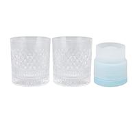 FTVOGUE Juego de Moldes Redondos para Bolas de Hielo con Vasos de Whisky, Esferas Grandes de 2,8 Pulgadas para Cócteles y Bebidas, Regalo único para Hombres (Brillante)