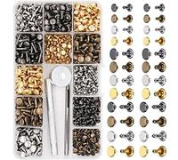 FTVOGUE Juego de Remaches de Doble Tapa, Remaches de Metal con Herramienta Perforadora, 480 Piezas para Artesanía de Cuero y Decoración de Bolsos