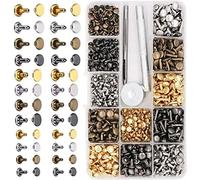 FTVOGUE Juego de Remaches de Doble Tapa, Remaches de Metal de Doble Cara con Herramienta Perforadora, 480 Piezas para Artesanías de Cuero, Ropa y Decoración de Bolsos