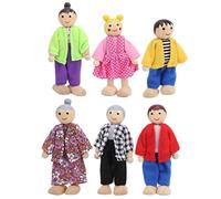 FTVOGUE Juego Familiar de Casa de Muñecas de Madera, 4 Estilos, Cuerpo Suave, Extremidades Flexibles, Juegos de rol, Juguetes para Niños con Material de Pino Seguro para (6 Marionetas japonesas y