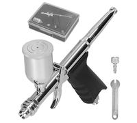 FTVOGUE Kit de Aerógrafo T217B, Metal con Vasos de Pintura de 15 Cc, Atomización Fina y Boquilla Ajustable para Pintura de Bricolaje, Arte Modelo, Maquillaje y Decoración de Pasteles (0,5 mm)