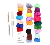 FTVOGUE Kit de Fieltro de aguja: Echo de Lana de 25 Colores para Manualidades de Bricolaje, Principiantes de Fieltro, Colores Vibrantes para Joyas, Muñecas, Esteras, 24 + Herramientas