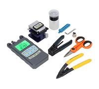 FTVOGUE Kit de Herramientas de Fibra óptica FTTH con Medidor de Potencia óptica, Cleaver, Stripper - Adecuado para Suministros Industriales - Fijación de Longitud de Fibra