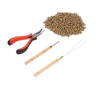 FTVOGUE Kit de Herramientas para Extensión de Cabello, Juego Profesional de Peinado con 200 Anillos de Silicona de 5 Mm, Alicates de Aluminio y Ganchos de Ganchillo para Uso Doméstico en Salón (7#