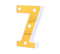 FTVOGUE Lámpara de Signo de Número 7 Dorado, 2 Pilas AAA Operada con Luz | Decoración de letras inalámbrica portátil, doblado flexible de bricolaje, LED de alta luminosidad, construcción resistente