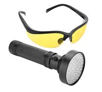FTVOGUE Linterna LED Scorpion 100 LED Antorcha de Luz Negra con Gafas de Sol Protectoras, Detector de Orina de Mascotas Multiusos para Uso Doméstico en Viajes Al Aire Libre, Linterna de Aleación de