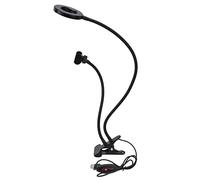 FTVOGUE Luz Selfie con Soporte para Teléfono Celular, Lámpara de Belleza de Mesa Ajustable de Aluminio, Cuello de Cisne Flexible de 360°, Alimentación USB para Maquillaje y Transmisión en Vivo