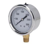 FTVOGUE Manómetros Llenos de Líquido, Manómetro de Esfera de Acero Inoxidable de 2,5 Pulgadas con Relleno de Glicerina, 0-3000 Psi para Pruebas de Aceite de Aire y Agua en Sistemas Hidráulicos y HVAC