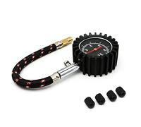 FTVOGUE Medidor de Presión de Neumáticos Medidor de Monitoreo de Presión de Metal con Boquilla de Aire de Cobre de 0 a 100 PSI Esfera de 50 Mm Tubo de 165 Mm para Conductores de Automóviles,