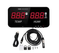 FTVOGUE Medidor de Temperatura y Humedad Industrial, Higrómetro con Pantalla LED, Termómetro con Sonda Externa de 5 M para Invernadero de Oficina en Casa