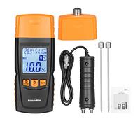 FTVOGUE Medidor Digital de Humedad de Madera, Construcción de ABS, Probador de Humedad de Madera de Alta Precisión con Sonda Larga que Mide la y la Temperatura para Usuarios de de Leña