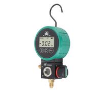FTVOGUE Medidor Digital HVAC 4 Unidades Probador de Fluido Refrigerante de Colector de Presión de Vacío para Fluoración de Aire Acondicionado con Diseño de Válvula de Bola y Alarma de Sobrepresión