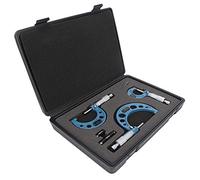 FTVOGUE Micrómetro Juntos para una Gran Medición del Diámetro Exterior, 3 Pc con Micrómetros de Acero con Calibración y Varilla de Teclas, Herramienta de Medición de 0 a 75 Mm