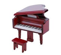 FTVOGUE Mini Piano de Casa de Muñecas, Piano de de Madera con Taburete, Juego de en Miniatura 1:12, Teclas Adhesivas y Partitura, para Decoración de Casas de Muñecas y Amantes de Las (Rojo)