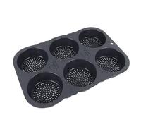 FTVOGUE Molde para Panecillos de Hamburguesa, Molde de Silicona para Panecillos de Hamburguesa con Diseño de 6 Cavidades, 13,6 X 9,3 X 1, Pulgadas, para Hornear Pan Plegable Antiadherente para Horno,