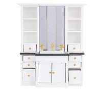 FTVOGUE Muebles en Miniatura para Casa de Muñecas a Escala 1/12, Mini Lavabo de Madera para Casa de Muñecas con Estilo Moderno y Sencillo para la Decoración de Baños y Cocinas de (White)