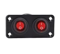 FTVOGUE Panel de Interruptor Basculante de 2 Bandas, Interruptor LED Redondo de Encendido y Apagado Impermeable con Panel de Aluminio Reforzado, para Automoción, Barco, Coche, Camión,