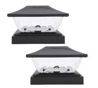 FTVOGUE Paquete de 2 Luces Solares para Poste, Luces LED ABS de Color Blanco Cálido para Exteriores, para Patio, Cubierta de Cerca, Diseño de Onda Resistente a la Intemperie con Encendido/apagado