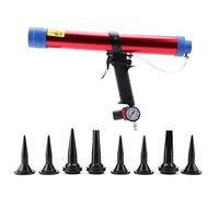 FTVOGUE Pistola de Aire con Sellador de Pegamento de Vidrio Neumático de 300~600 ml con 8 Cabezales de Calafateo