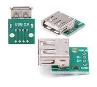 FTVOGUE Placa de Conexión de Enchufe Hembra USB Tipo A de 10 Piezas, Conector Adaptador USB Estándar con 4 Pines Etiquetados en PDB, para Diseño de Placa de Pruebas de Fuente de