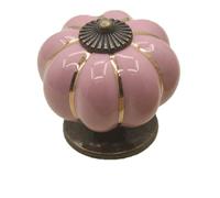 FTVOGUE Pomo de Puerta de Calabaza de Cerámica, Tirador de Aleación de Zinc, Diseño Elegante para Gabinetes y Cajones (Rosado)