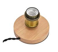 FTVOGUE Portalámparas de Madera con Botón Regulable, Cobre Rústico Base | Iluminación ambiental de mesa de noche de escritorio, control de brillo con interruptor pulsador, pedestal con peso de