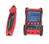 FTVOGUE Probador de Cable de Red, Multímetro 2 en 1, Pantalla LCD, Medición de Longitud de Cable de 600 M, Detección de LAN Ethernet (rojo)