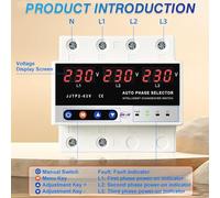 FTVOGUE Protector de Conmutación de Fase Automática, Dispositivo de Protección de Voltaje Ajustable, Monitor de Voltaje 3P para Equipos Industriales y Sistemas de Energía (JTP2-100V)