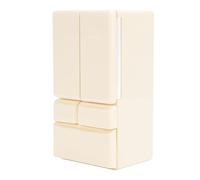 FTVOGUE Refrigerador para Casa de Muñecas, Juguete de Nevera de Doble Puerta en Miniatura, Puertas Que Se Abren Realistas, Jugar en la Cocina de Casa de Muñecas (Beige)