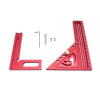 FTVOGUE Regla de Medición de Múltiples ángulos 0-180 Grados Aleación de Aluminio Ajustable Acabado Anodizado Transportador Triangular de Inglete para Carpintería Tubo de Madera Cu (rojo)