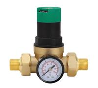FTVOGUE Regulador de Presión de Agua, Reductor de Presión de Agua Ajustable de Latón con Medidor de 0 a 60 MPa, 20 Bar máx., Control de 1 a 6 Bar para Usuarios de Solar de Grifo de Calentador (3/4