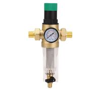 FTVOGUE Regulador de Presión de Agua Válvula Reductora de Presión de Latón con Medidor y Filtro 1 2 Pulgadas DN15 Ajustable de 1 a 6 Bar para Plomería Doméstica Diseño Compacto de Retrolavado