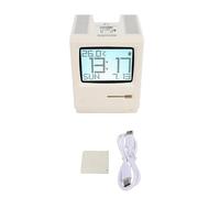 FTVOGUE Reloj Despertador Estilo Computadora Vintage Pantalla LCD Luz de Fondo Cálida Ajustable 5 Modos de Alarma Alimentado por USB C con Decoración de Disquete Retro para Escrit