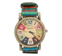 FTVOGUE Reloj, Reloj de Mujer de Cuero PU de Latón Multicolor Estilo Bohemio con Correa Ajustable y 1 Pila de 377 Botones para Regalo de Fiesta de Cumpleaños (Blue)