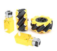 FTVOGUE Rueda Mecanum, Piezas de Robot de Coche Inteligente, Recubiertas de Goma para un Funcionamiento Suave con Diseño 3D Amarillo Negro para Motor TT 3V 12V DC