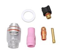 FTVOGUE Suministros de Antorcha de Soldadura TIG, Kit de Copa de Vidrio de Antorcha de 6 Piezas para WP-9/20, Boquilla de 2,4 Mm con Latón y Cerámica, Ideal para Equipos de Soldadura Riland y Jasic