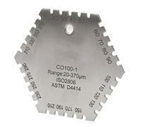 FTVOGUE Tarjeta de Película Húmeda, Medidor de Espesor de Película Húmeda de Acero Inoxidable, Peine Hexagonal de de 20 a 370 um, Herramienta de Medición de Recubrimiento a Escala 24 para