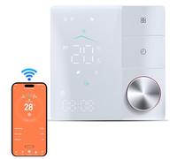 FTVOGUE Termostato Inteligente para Calefacción de Piso de Película, AI Smart Learning Energy Ahorro y Ecológico, Fácil de Instalar Termostato con Control Remoto (WHITE)